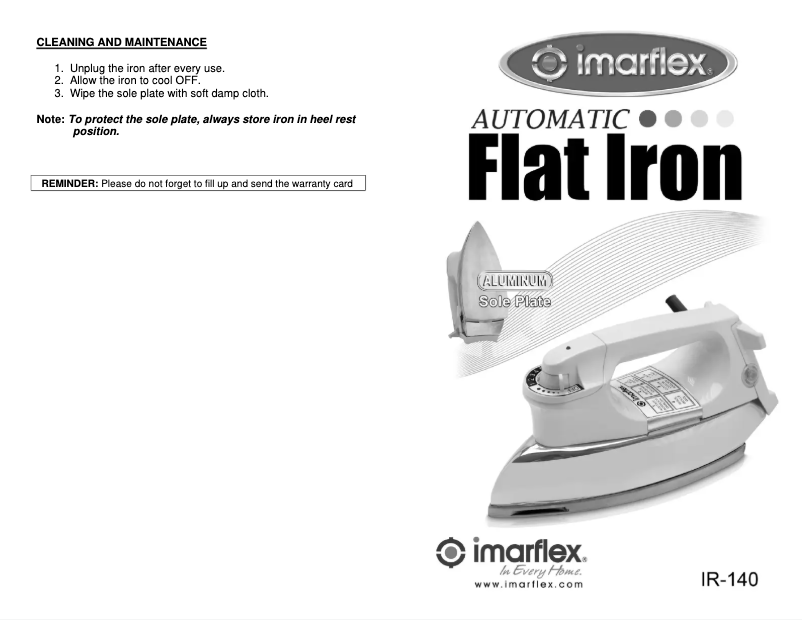 Page 1 de la notice Manuel utilisateur Imarflex IR-140