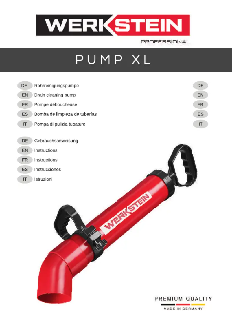 Page n°1 - Manuel utilisateur Werkstein Pump XL