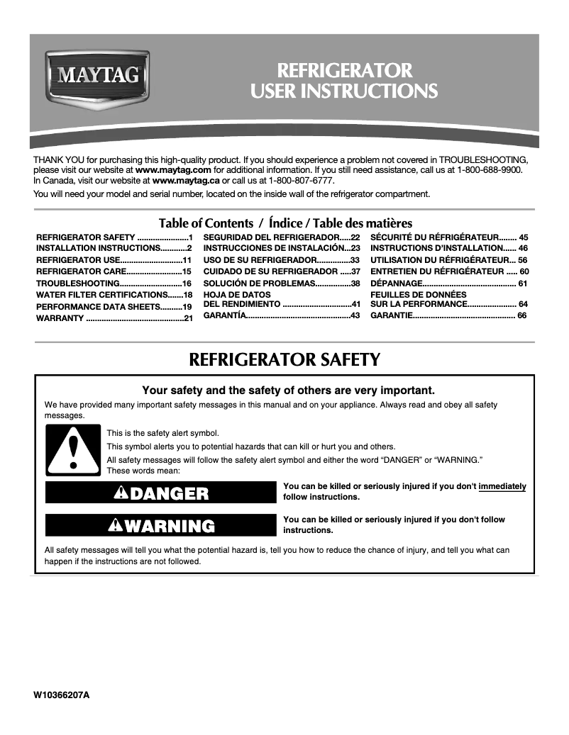 Page n°1 - Manuel utilisateur Maytag MBF2258XEB