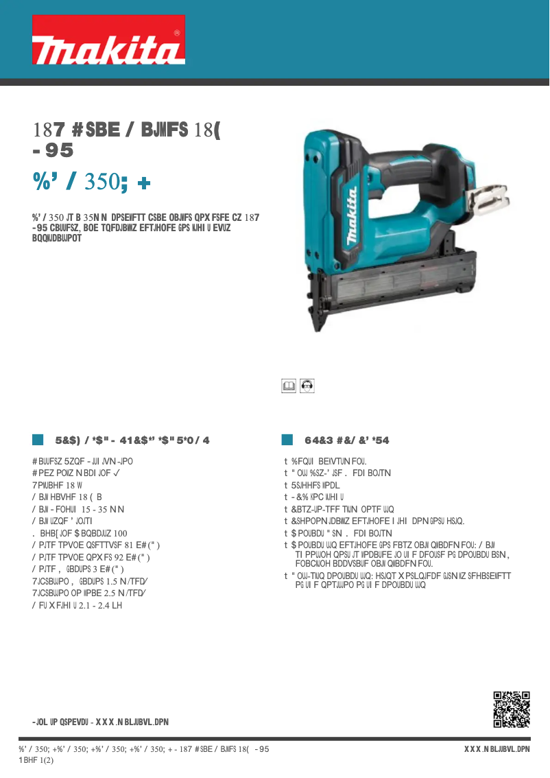 Page n°1 - Fiche technique Makita DFN350ZJ