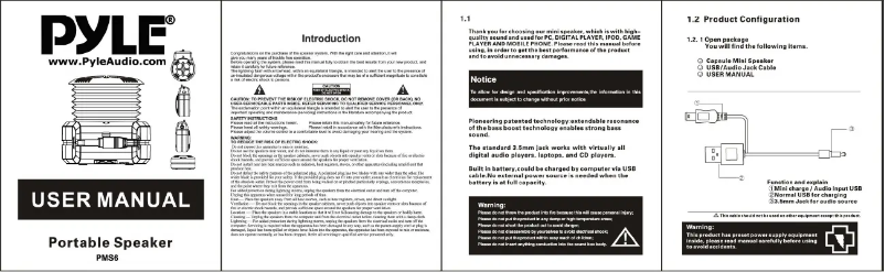 Image de la première page du manuel de l'appareil PMS6B