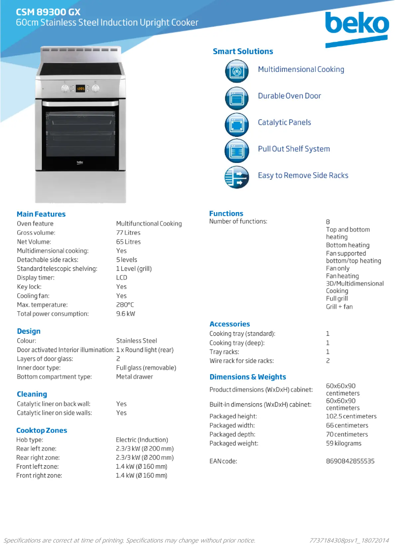 Image de la première page du manuel de l'appareil CSM89300GX