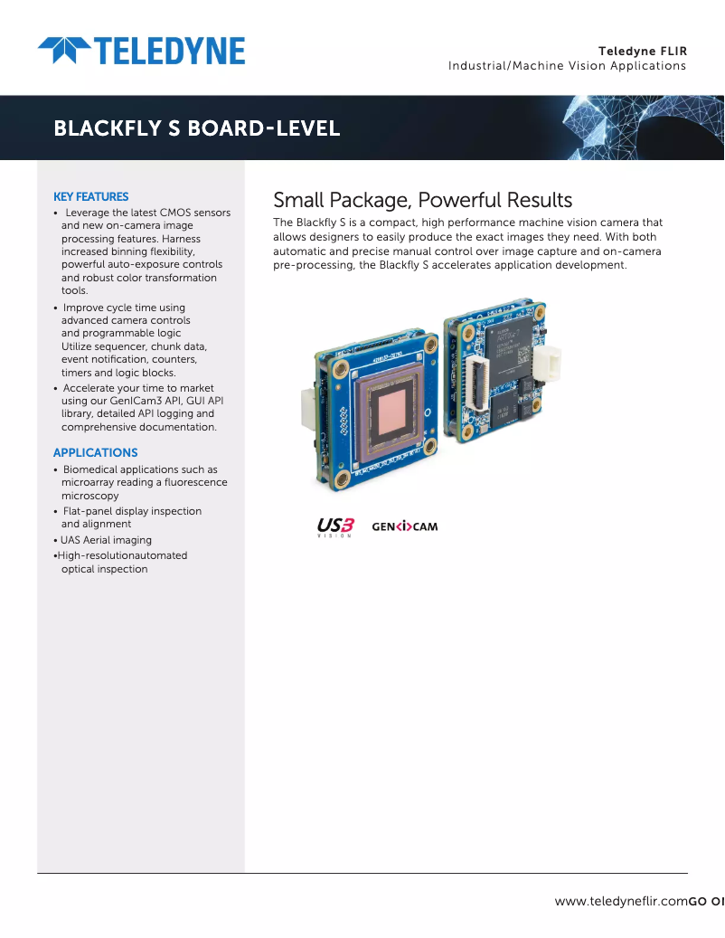 Page 1 de la notice Fiche technique FLIR Blackfly S