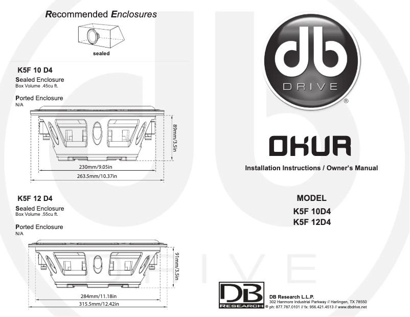 Page 1 de la notice Manuel utilisateur DB Drive OKUR K5F 12D4