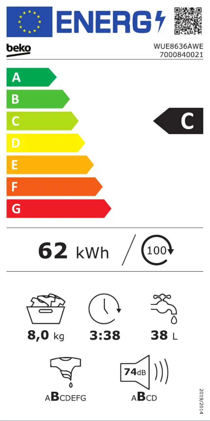 Page 1 de la notice Manuel utilisateur Beko WUE8636AWE