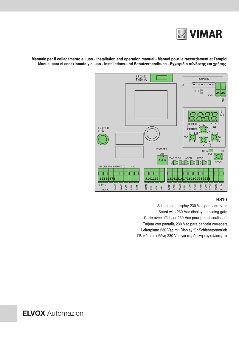 Page 1 de la notice Manuel utilisateur Vimar ELVOX ESM4.D