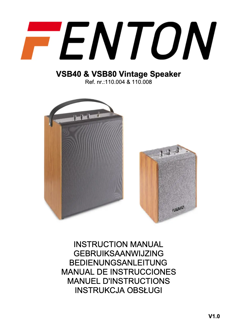 Página 1 del manual Manual de usuario Fenton VBS80