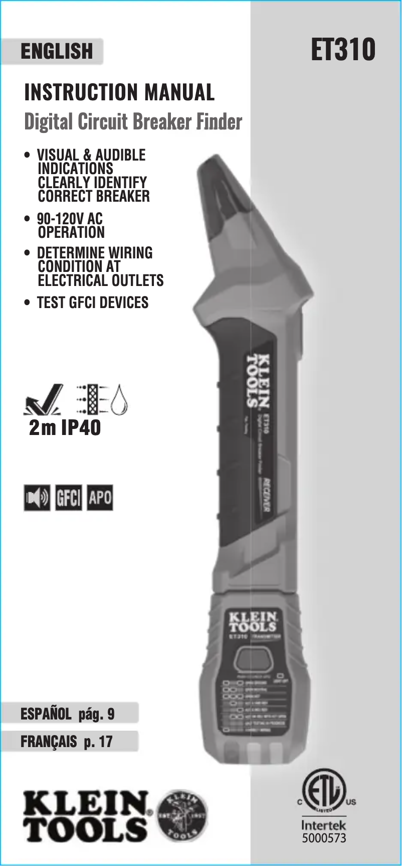 Image de la première page du manuel de l'appareil ET310