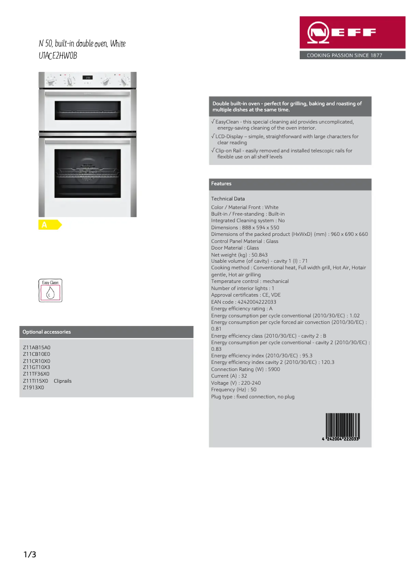Image de la première page du manuel de l'appareil U1ACE2HW0B