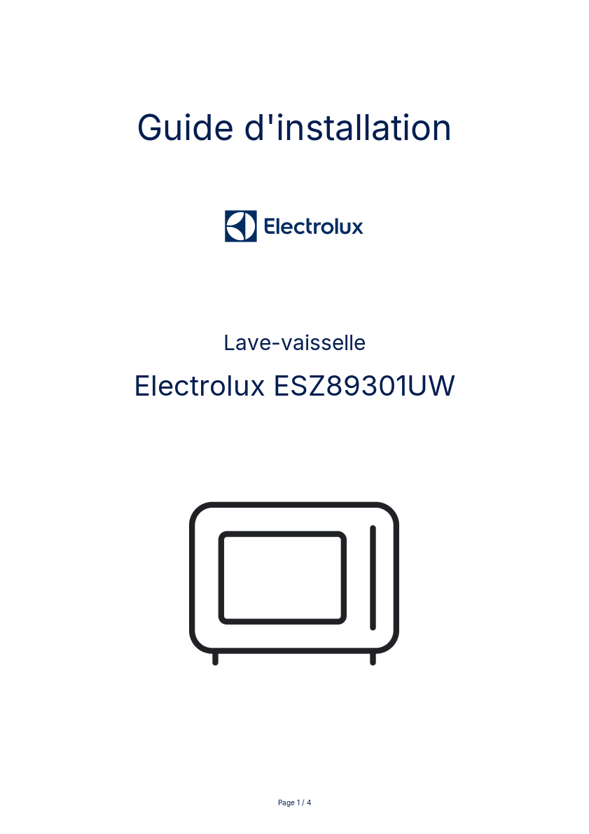 Image de la première page du manuel de l'appareil ESZ89301UW