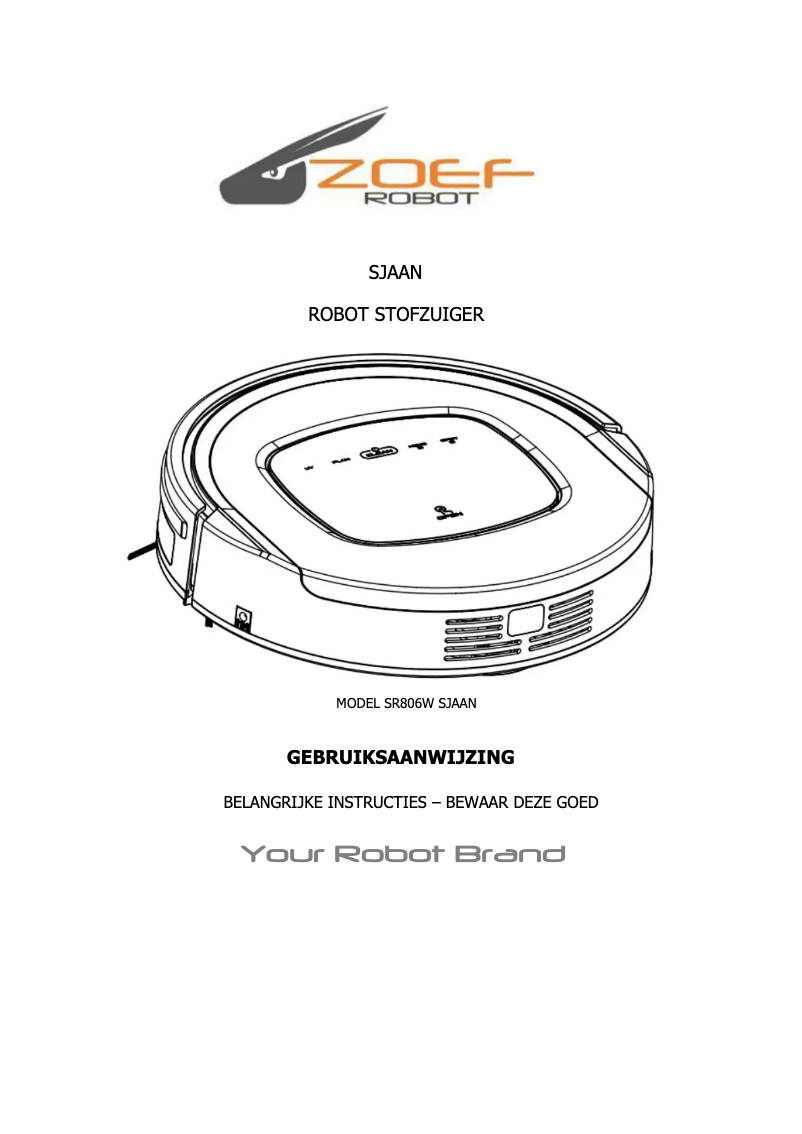 Page n°1 - Manuel utilisateur Zoef Robot Sjaan