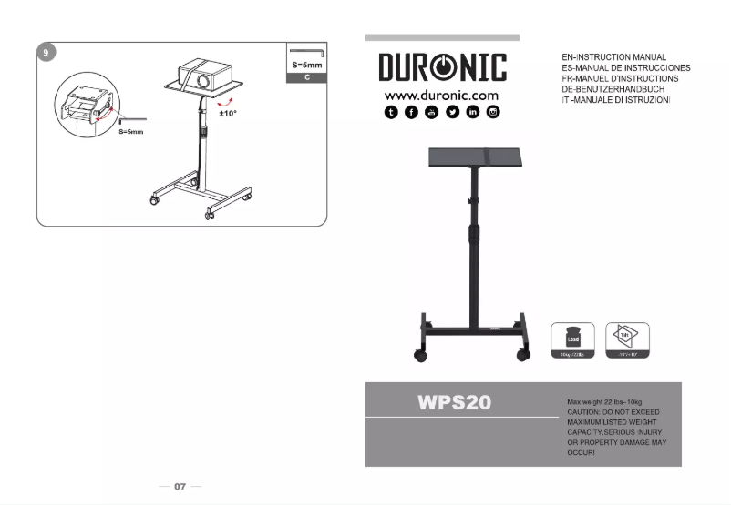 Page 1 de la notice Manuel utilisateur Duronic WPS20