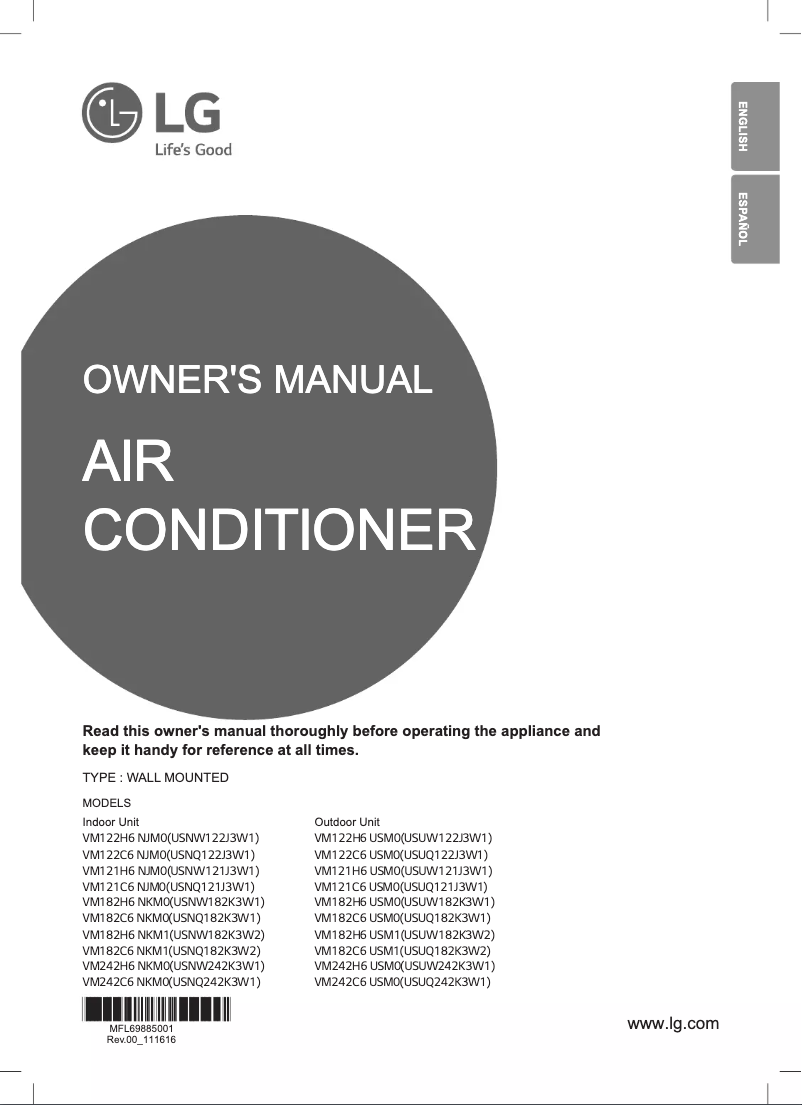 Page n°1 - Manuel utilisateur LG VM122C6