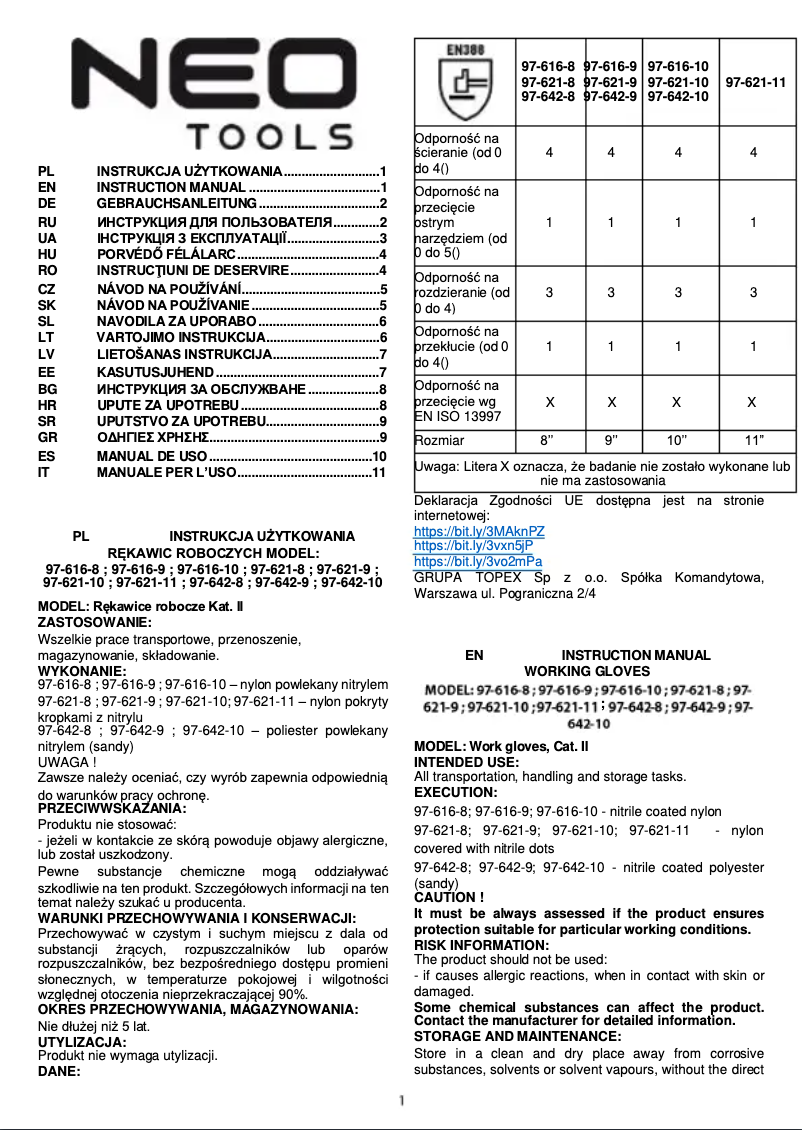 Page n°1 - Manuel utilisateur Neo 97-621-9