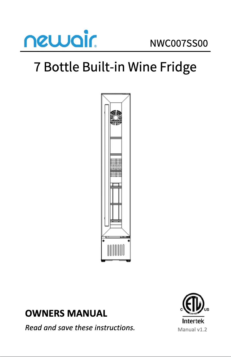 Page 1 de la notice Manuel utilisateur NewAir NWC007SS00