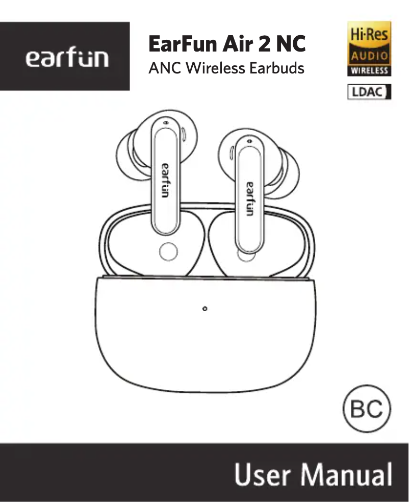 Page 1 de la notice Manuel utilisateur EarFun Air 2 NC