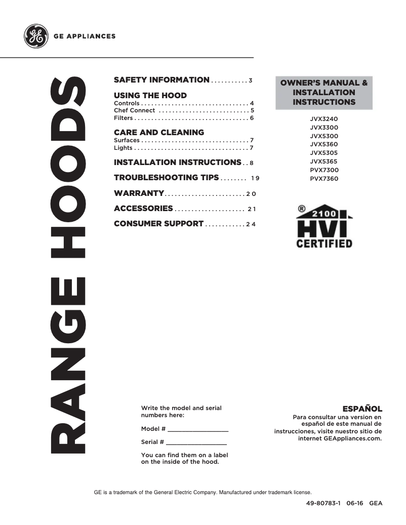 Imagen de la primera página del manual del dispositivo JVX3240SJSS