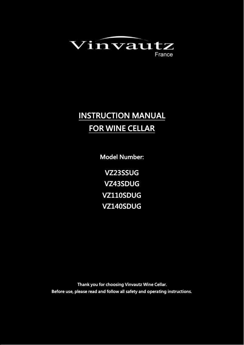 Page n°1 - Manuel utilisateur Vinvautz VZ23SSUG