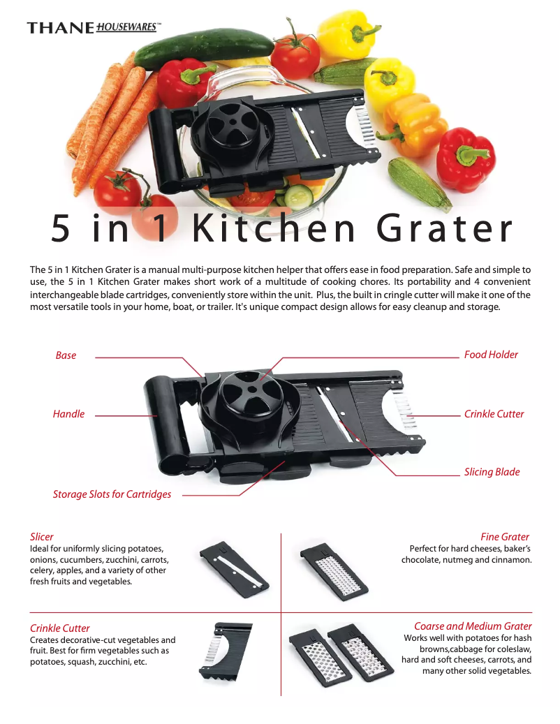 Page n°1 - Manuel utilisateur Thane 5 in 1 Kitchen Grater