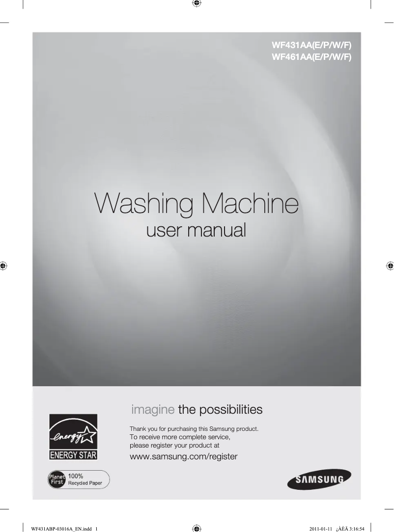 Page n°1 - Manuel utilisateur Samsung WF431