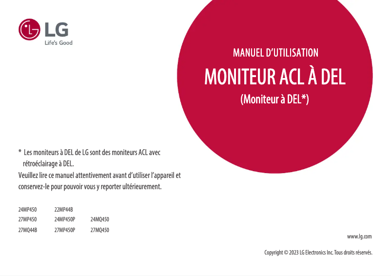 Page n°1 - Manuel utilisateur LG 24MP450