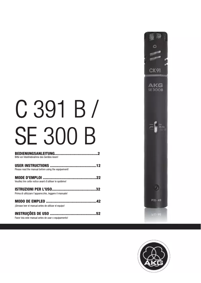 Page n°1 - Manuel utilisateur AKG C 391 B