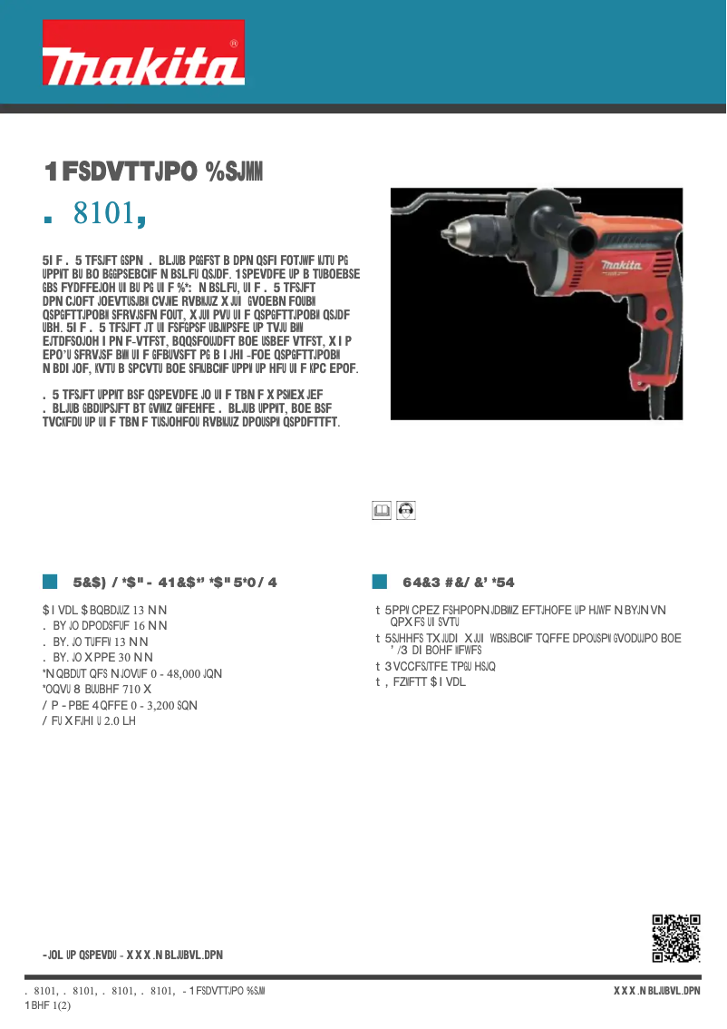Page 1 de la notice Fiche technique Makita M8101