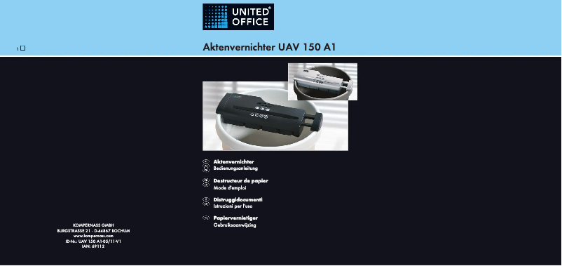 Page 1 de la notice Manuel utilisateur United Office UAV 150 A1