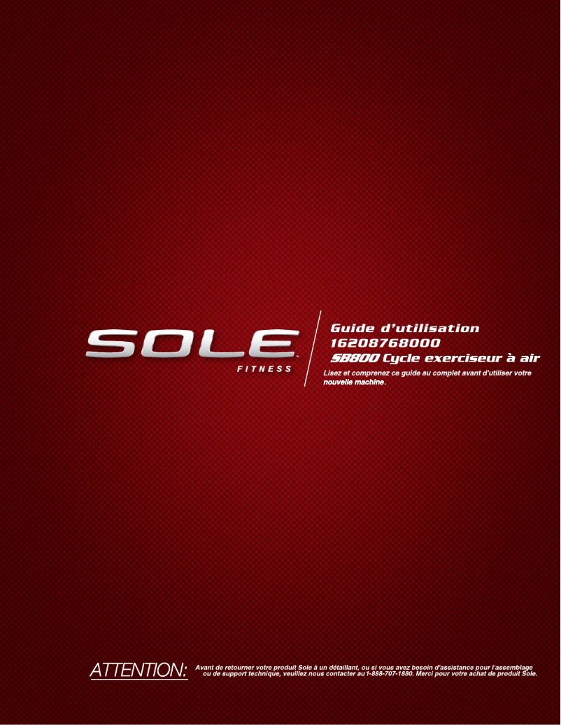 Page 1 de la notice Manuel utilisateur Sole Fitness SB800