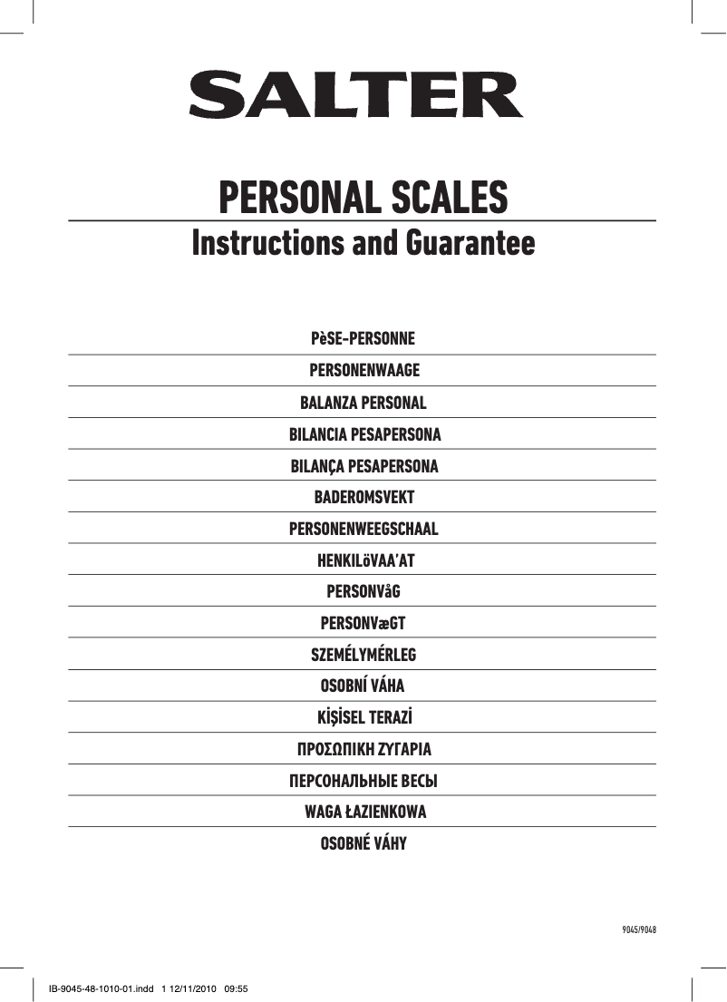 Page 1 de la notice Manuel utilisateur Salter 9048 BK3R Ultra Slim