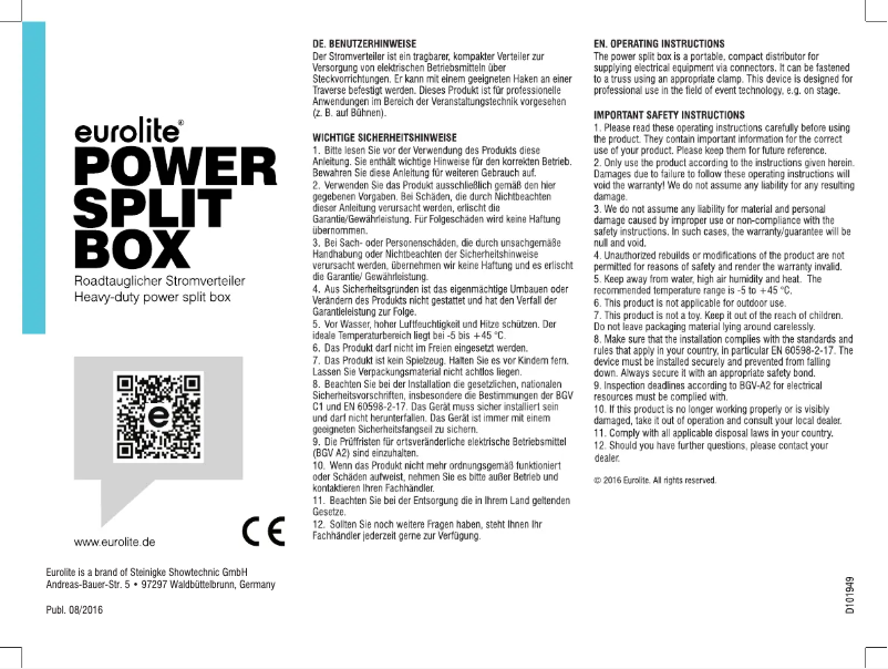 Página 1 del manual Manual de usuario Eurolite SAB-82X