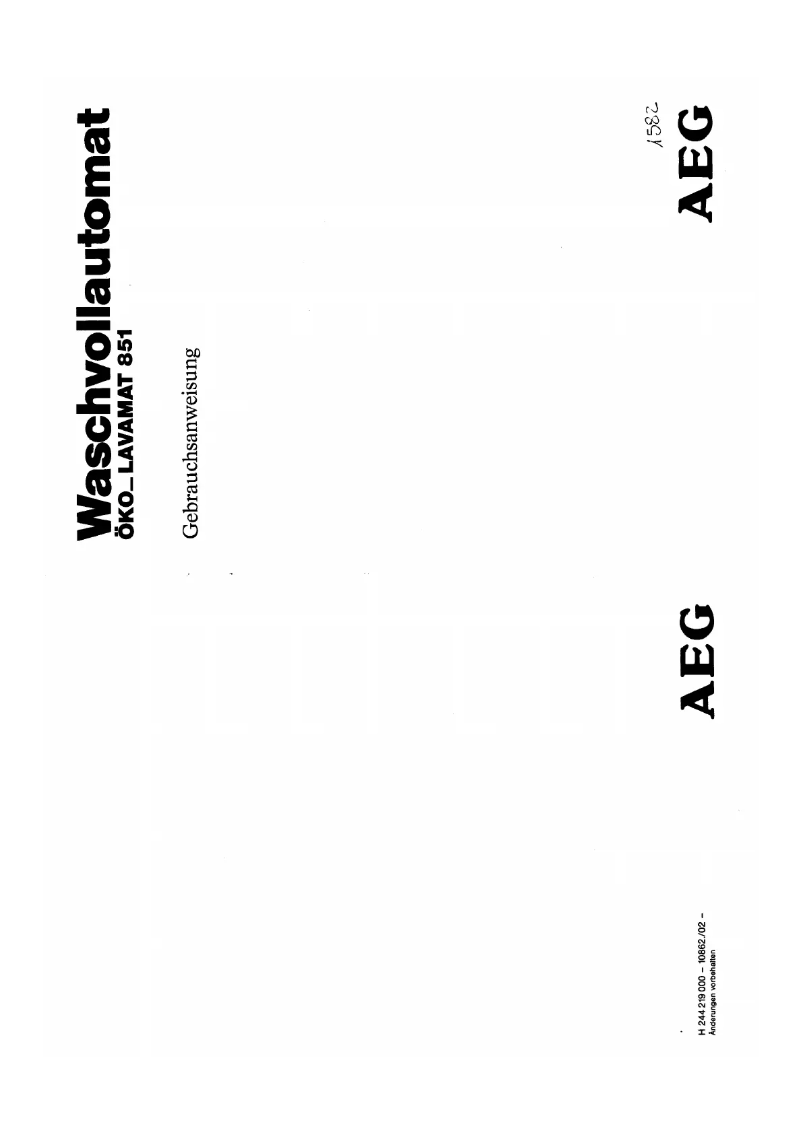 Page 1 de la notice Manuel utilisateur AEG Lavamat 851