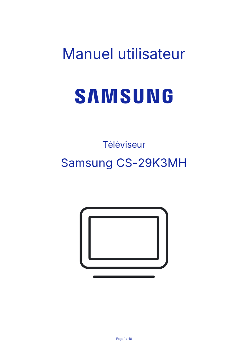 Page n°1 - Manuel utilisateur Samsung CS-29K3MH