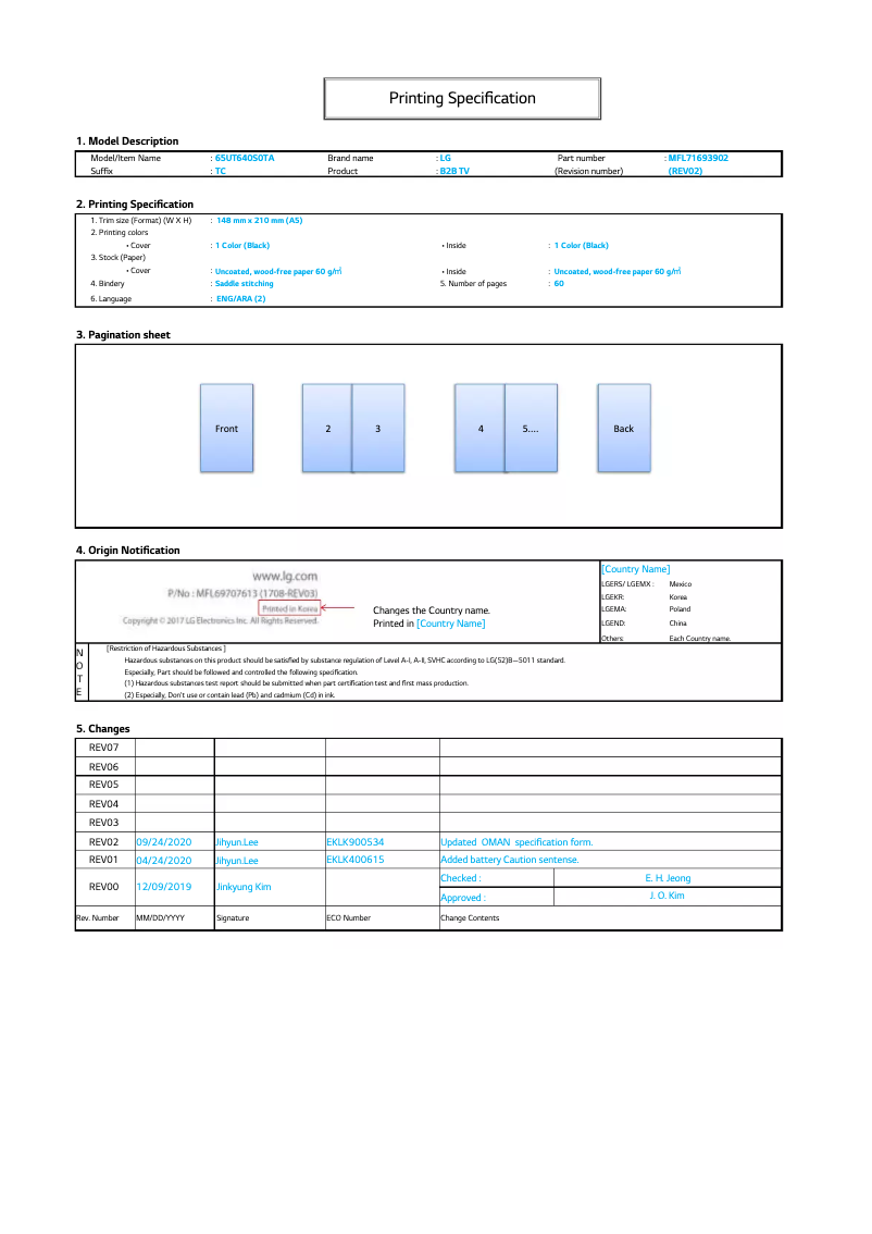 Página 1 del manual Manual de usuario LG 65UT640S0TA