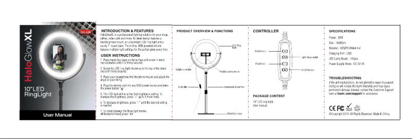 Página 1 del manual Manual de usuario On Air Halo Glow XL