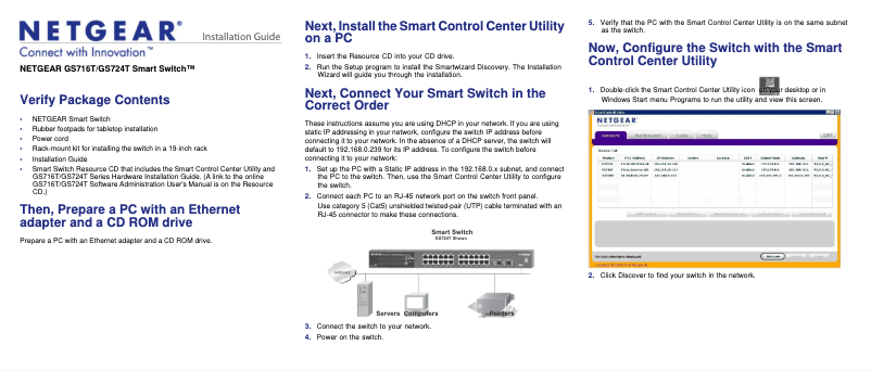 Page 1 de la notice Guide d'installation Netgear GS716Tv2