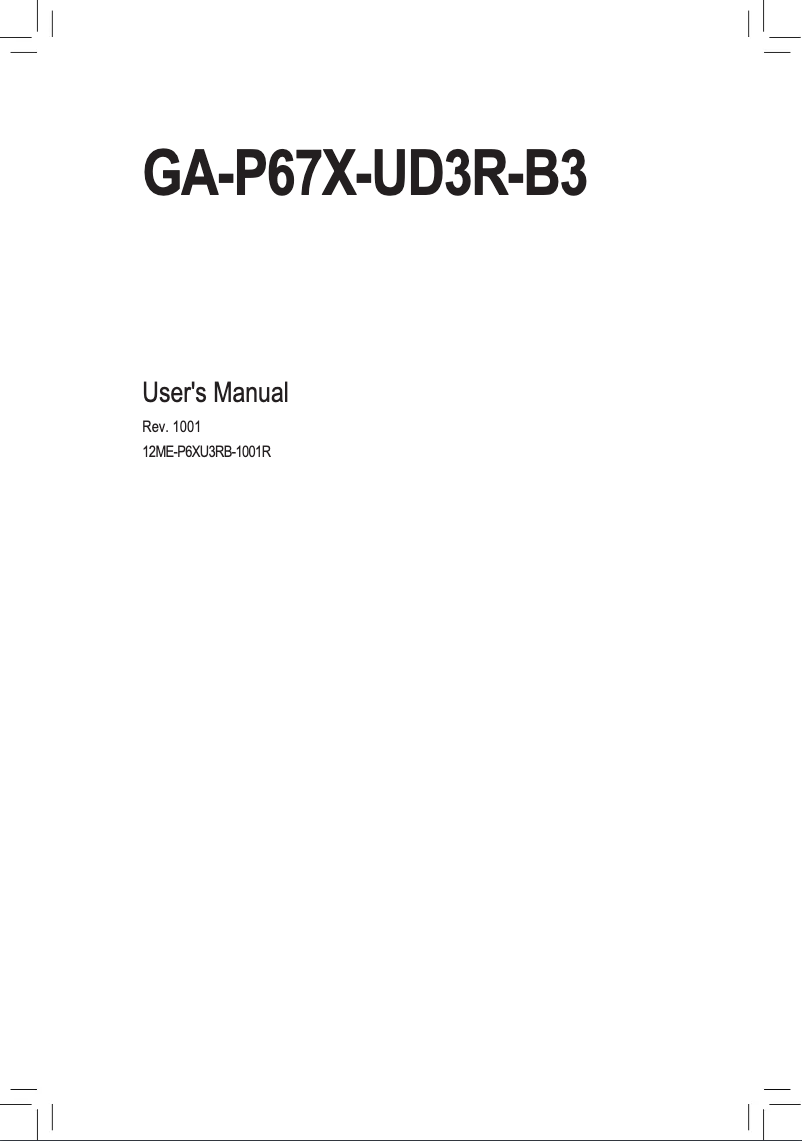 Page n°1 - Manuel utilisateur Gigabyte GA-P67X-UD3R-B3