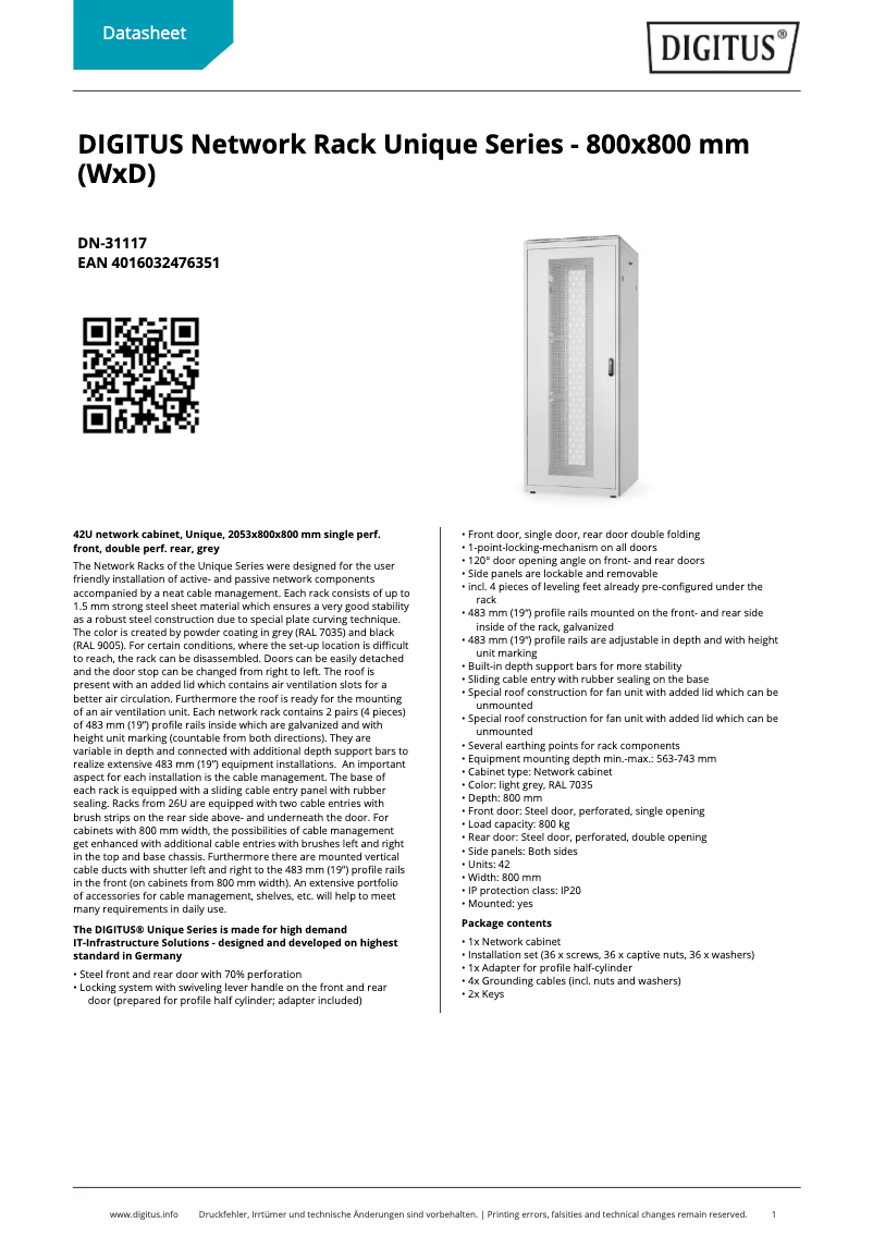 Página 1 del manual Ficha técnica Digitus DN-31117