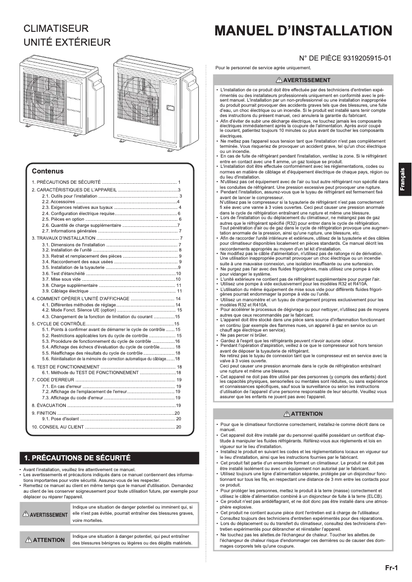 Page 1 de la notice Manuel utilisateur Fujitsu AOEG36KBTA5
