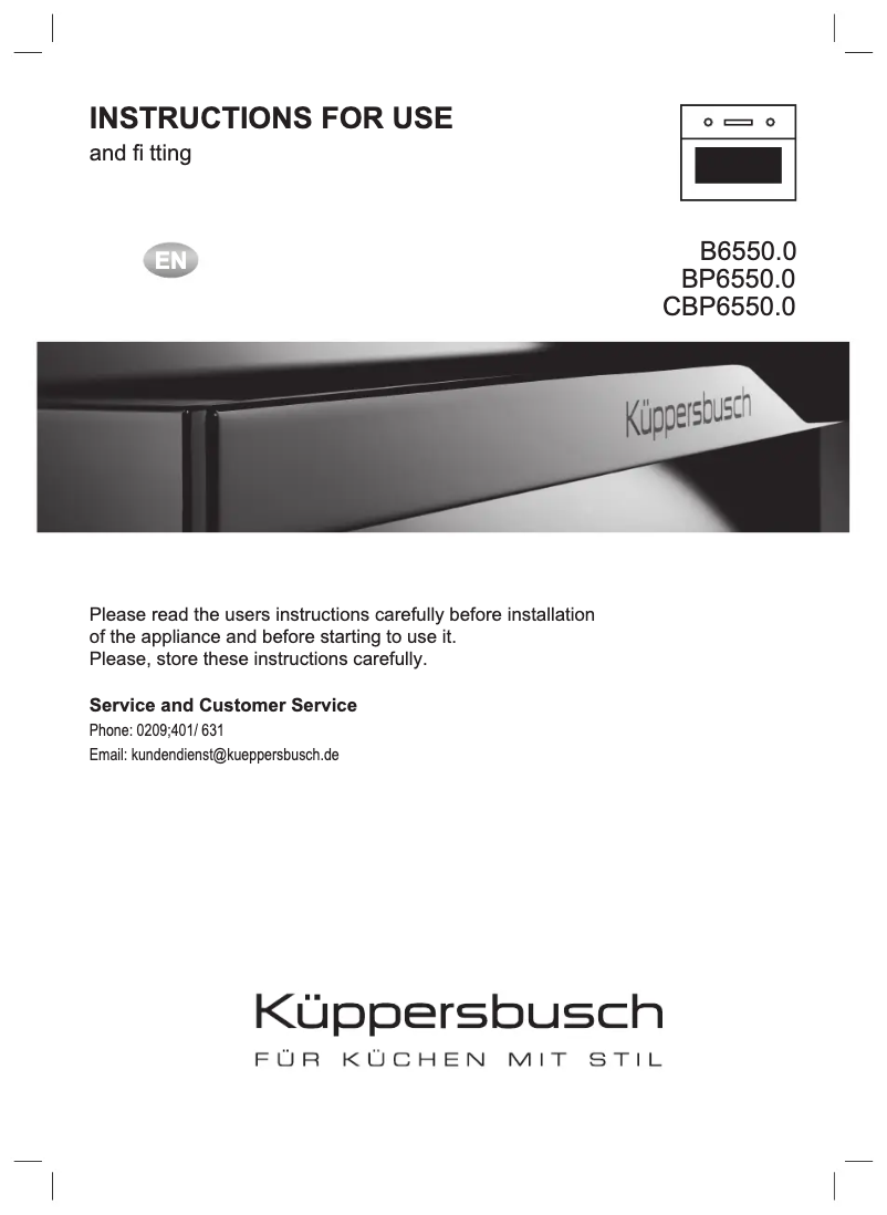 Page n°1 - Manuel utilisateur Küppersbusch CBP6550.0W