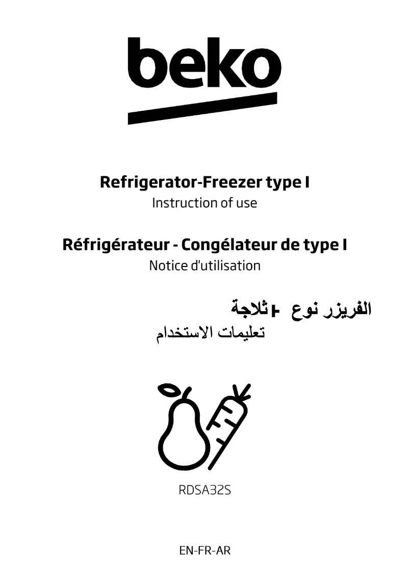 Page 1 de la notice Manuel utilisateur Beko RDSA32S