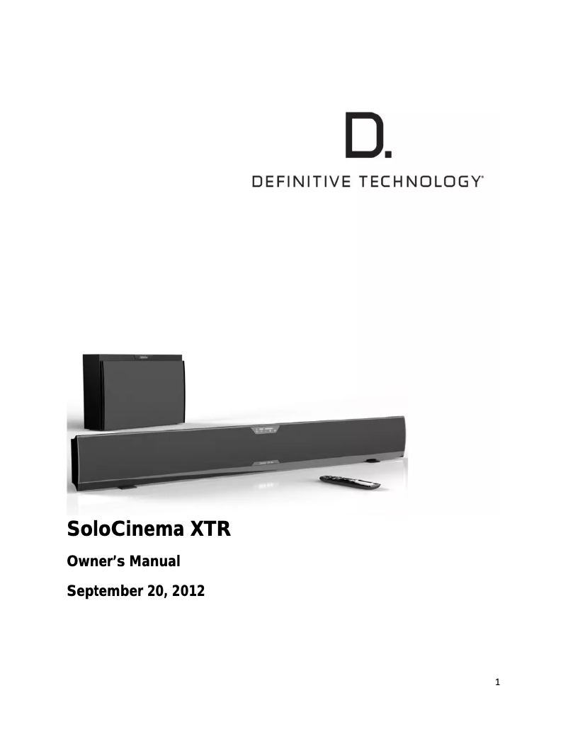 Image de la première page du manuel de l'appareil SoloCinema XTR
