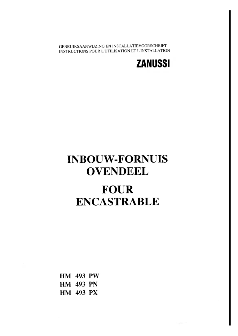 Page n°1 - Manuel utilisateur Zanussi HM 493 PX
