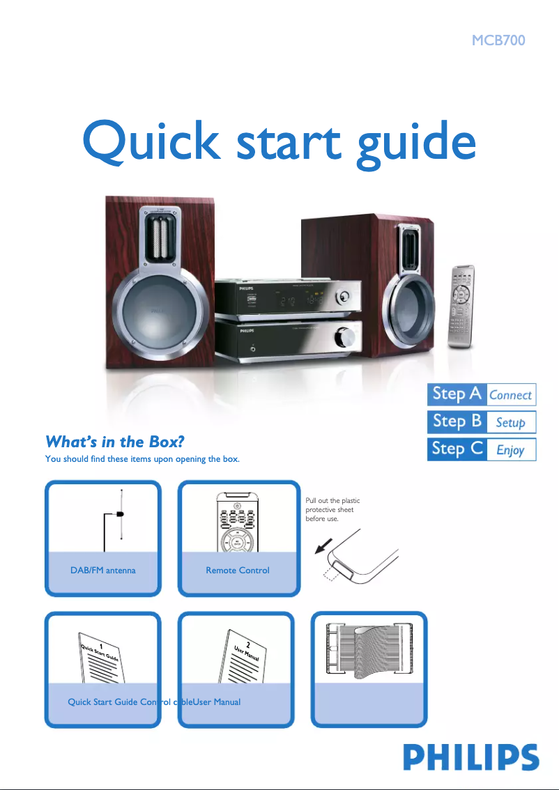 Page 1 de la notice Guide de démarrage rapide Philips MCB700