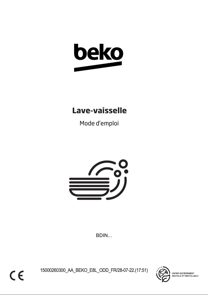 Page 1 de la notice Manuel utilisateur Beko BDIN39640A