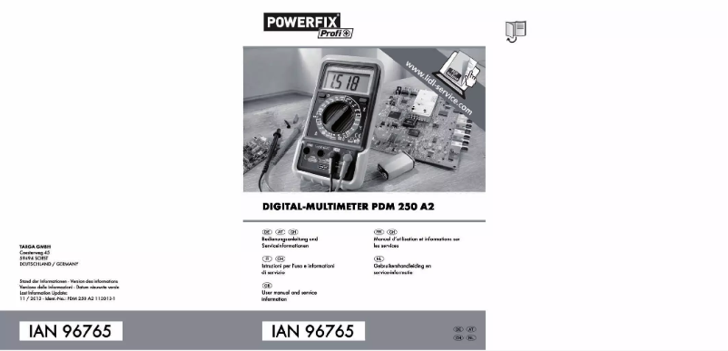 Page n°1 - Manuel utilisateur Powerfix PDM 250 A2