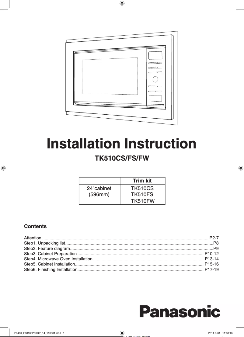 Page 1 de la notice Manuel utilisateur Panasonic NN-TK510FW