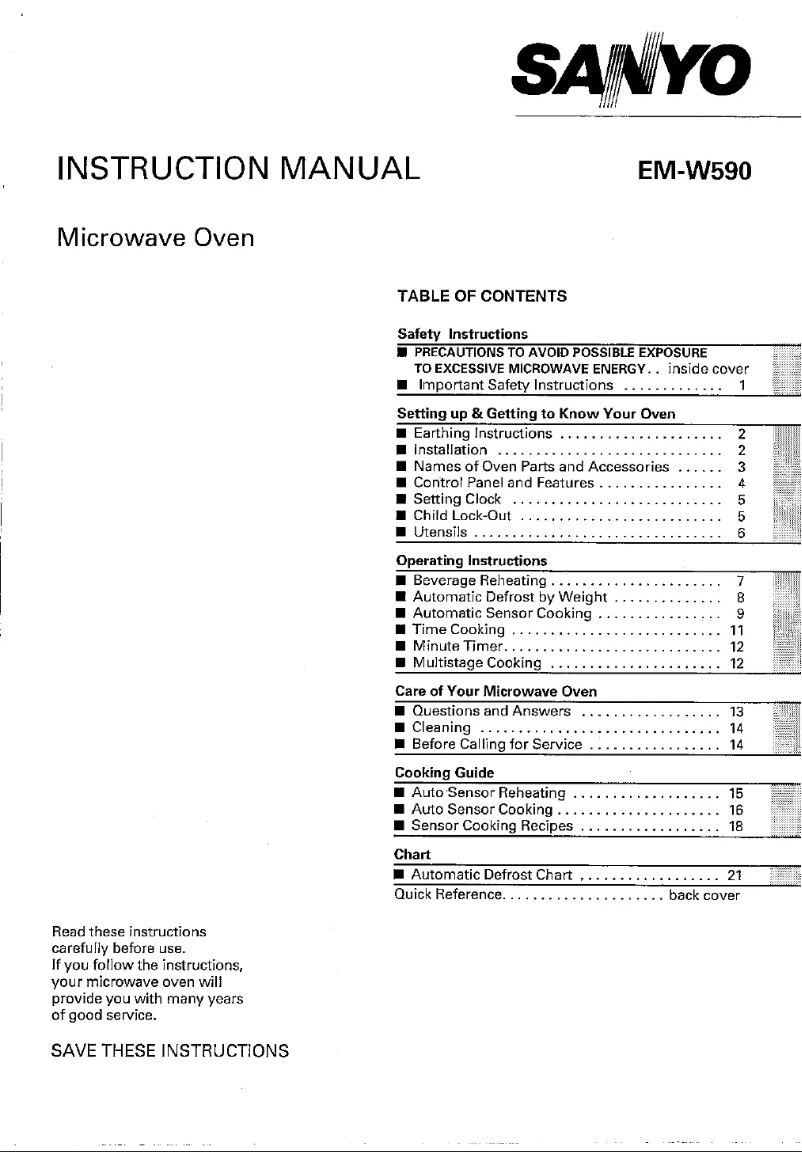 Page n°1 - Manuel utilisateur Sanyo EM-W590
