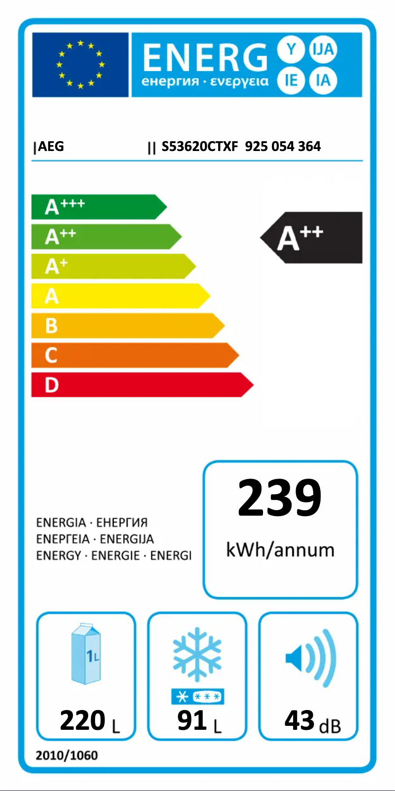 Page n°1 - Label énergétique AEG S53620CTXF