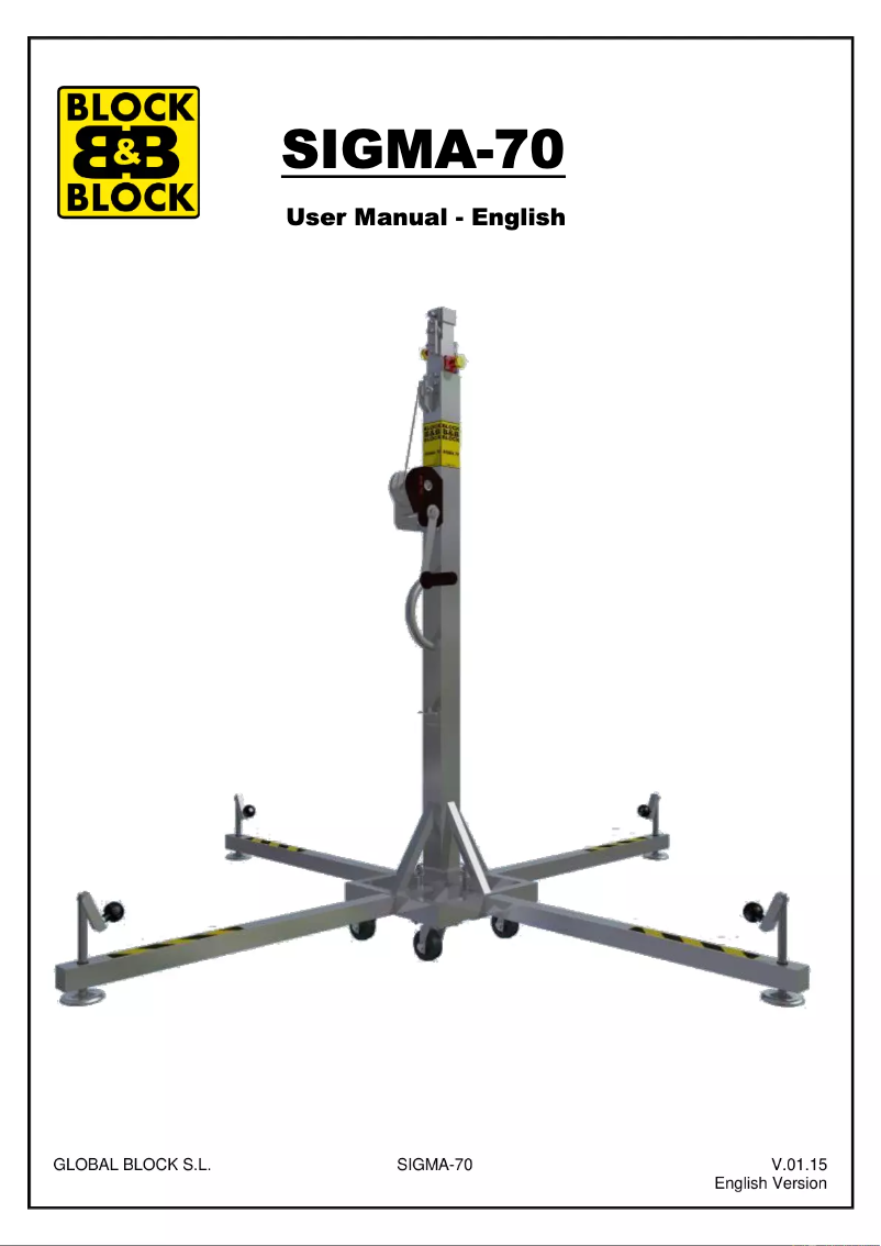 Page n°1 - Manuel utilisateur Block & Block SIGMA-70